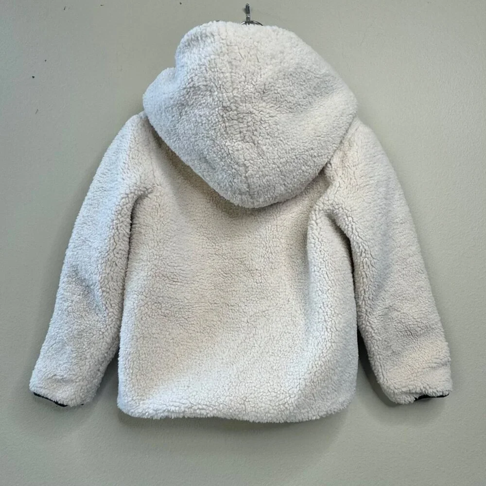 TARTINE ET CHOCOLAT Hooded Sherpa Jacket Boys 6 Cream/Blue Warm Winter Fleece - Picture 2 of 9